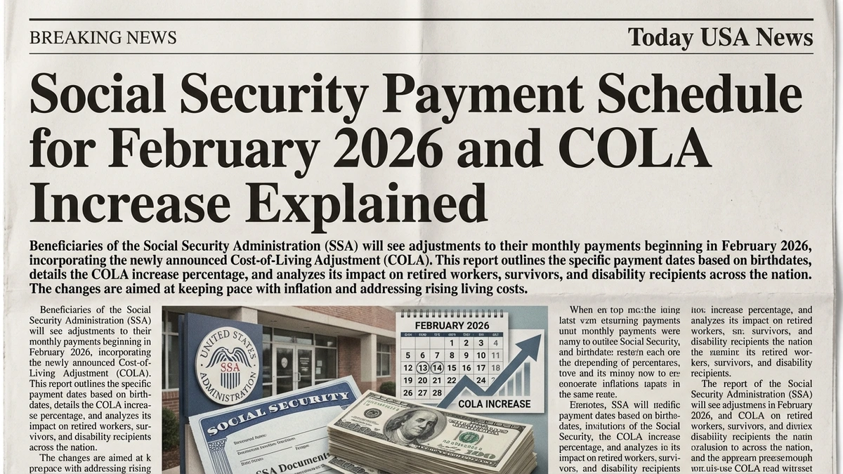 Social Security Payment Schedule for February 2026